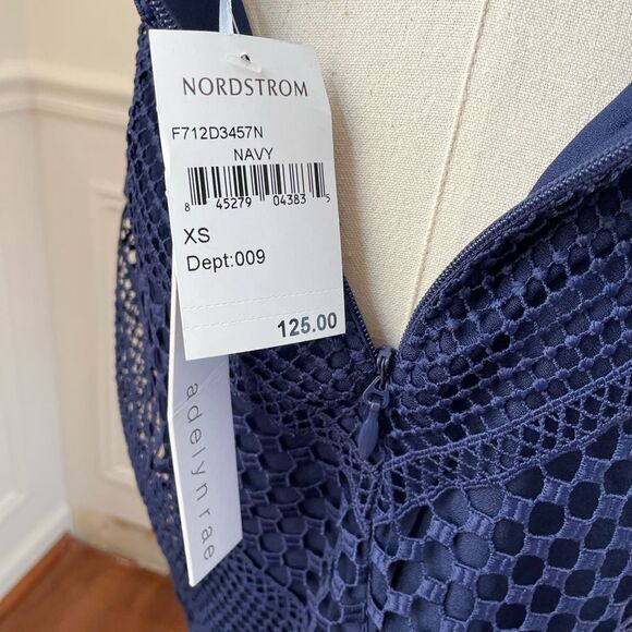 NWT Adelyn Rae Navy Dark Blue Crochet Lace Sheath Dress XS - Picture 6 of 10